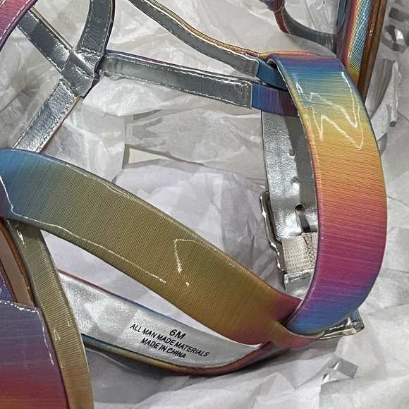 Gianni Binni Bexxlie Rainbow Holographic Heeled WITH BOX Sandals (US 6) - Picture 10 of 17